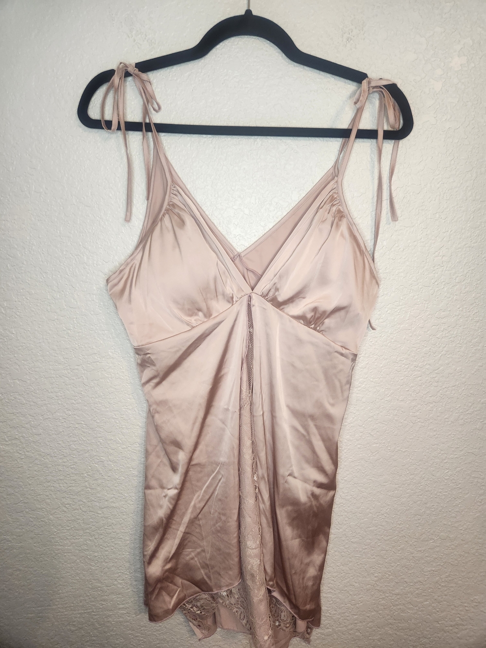 pink satin Silky Tie-Shoulder Slip Dress Blush pink nightgown Size XL